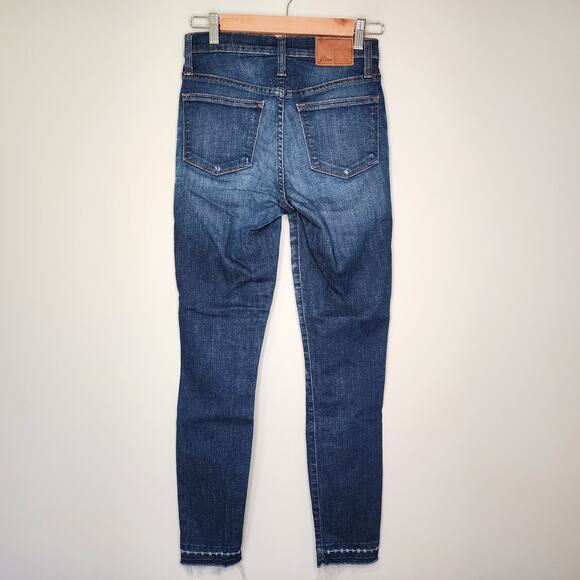 J. Crew Lookout High Rise Skinny Jeans Dark Wash Distressed Raw Hem 26 - Picture 5 of 7